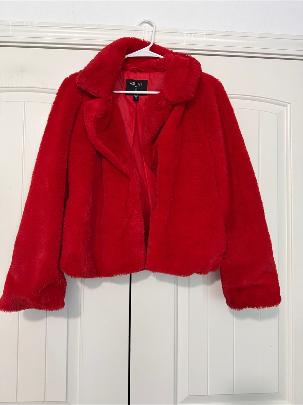 Ashley By 26 International Red Plush Faux Fur Jacket